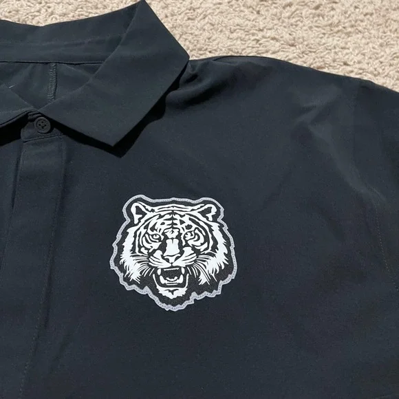 Nike Tigers Polo Shirt Mens Large Black Snarling Tiger Coach Sideline Sample - Picture 3 of 12